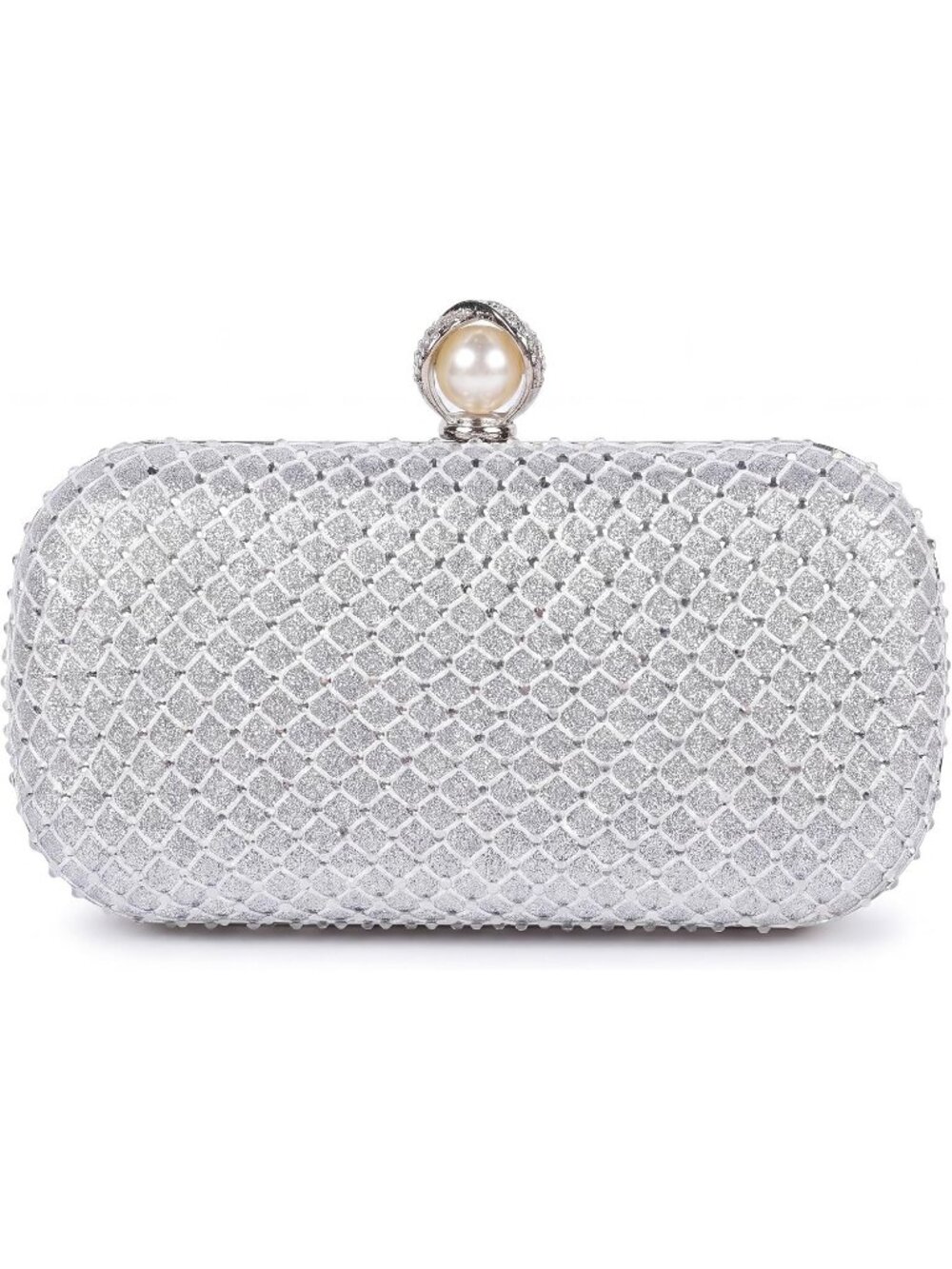 Women Silver Sparkly Glitter Clutch Purse Fashionable Rhinestones Party Handbags